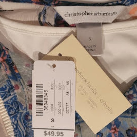 NWT Christopher & Banks curved hem flowy boho chic top w/ inner shell - Small - Picture 4 of 7